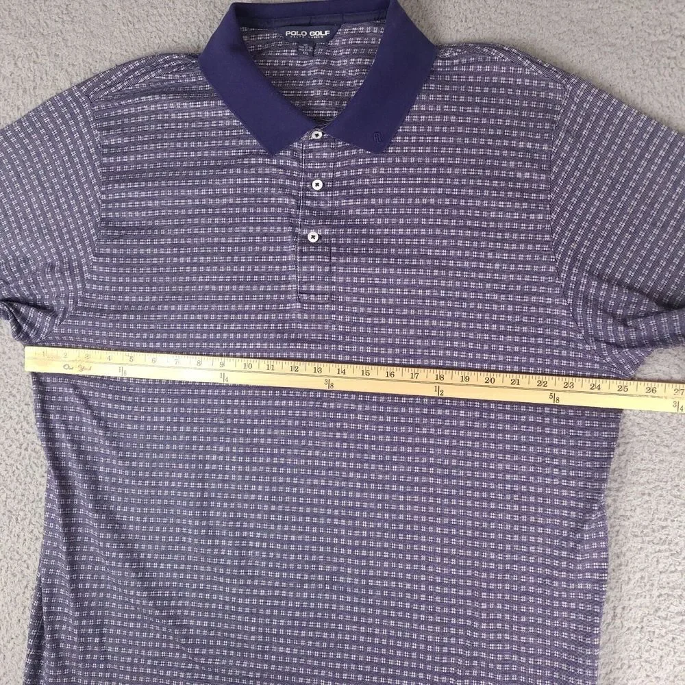 Polo Golf Ralph Lauren Shirt Mens XXL Blue‎ Silver Pima Cotton Geometric Vintage